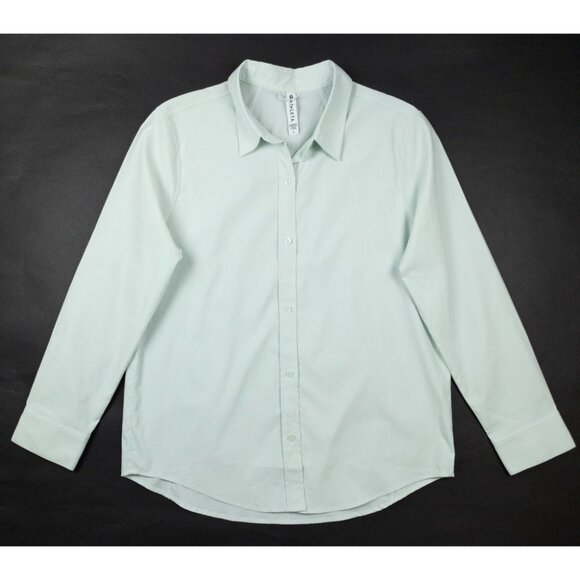 Athleta Midtown Shirt Women's Large Pale Green Button-Up Long Sleeve Polyester - Picture 2 of 12